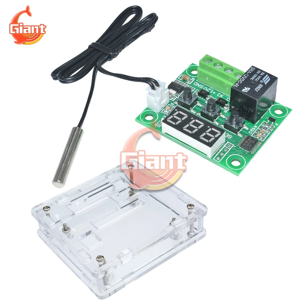W1209 DC 12V Temperature Controller Micro Digital Thermostat Electronic Temperature Temp Thermo Control Module Switch with Case afbeelding