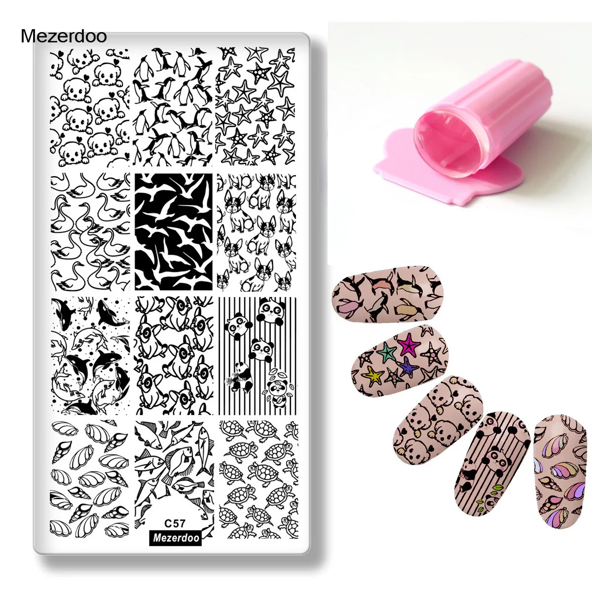 MC57 Stamper sets Желе для ногтей штамп прозрачный розовый красота ногтей штамповки пластины цветок цветочный Созвездие японский дизайн милые украшения для ногтей - Цвет: MC57 Stamper sets