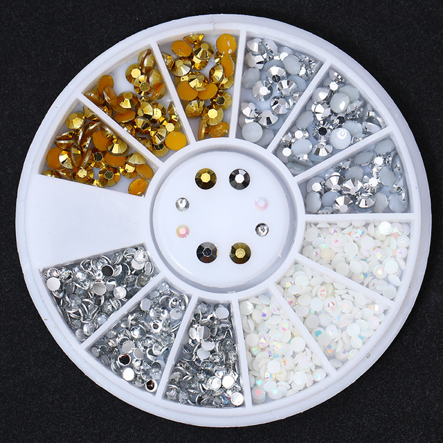 Gold Geometry Rivet Alloy Nail Studs Chameleon Stone Nail Rhinestone Small Irregular Beads 3D Nail Art Decoration In Wheel