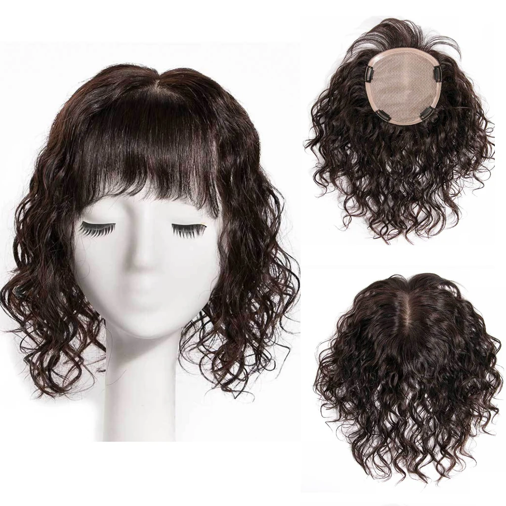 Cabelo de Seda Peruca de Cabelo Humano para as Mulheres Rendas com Base de Seda em Forma de Substituição Solta com Grampos para Menos Peruano Onda Cabelo