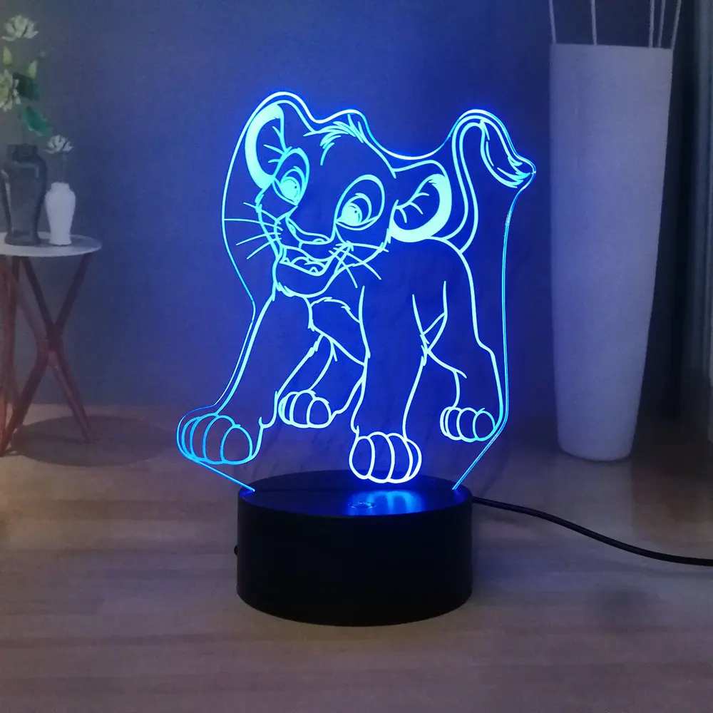 Светодиодный детский Ночной светильник Король Лев с usb подключением мультяшный