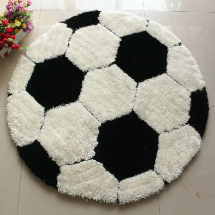 

Soft elastic yarn plus silk football carpet, boy's room, round carpet, computer chair, basket, carpet.