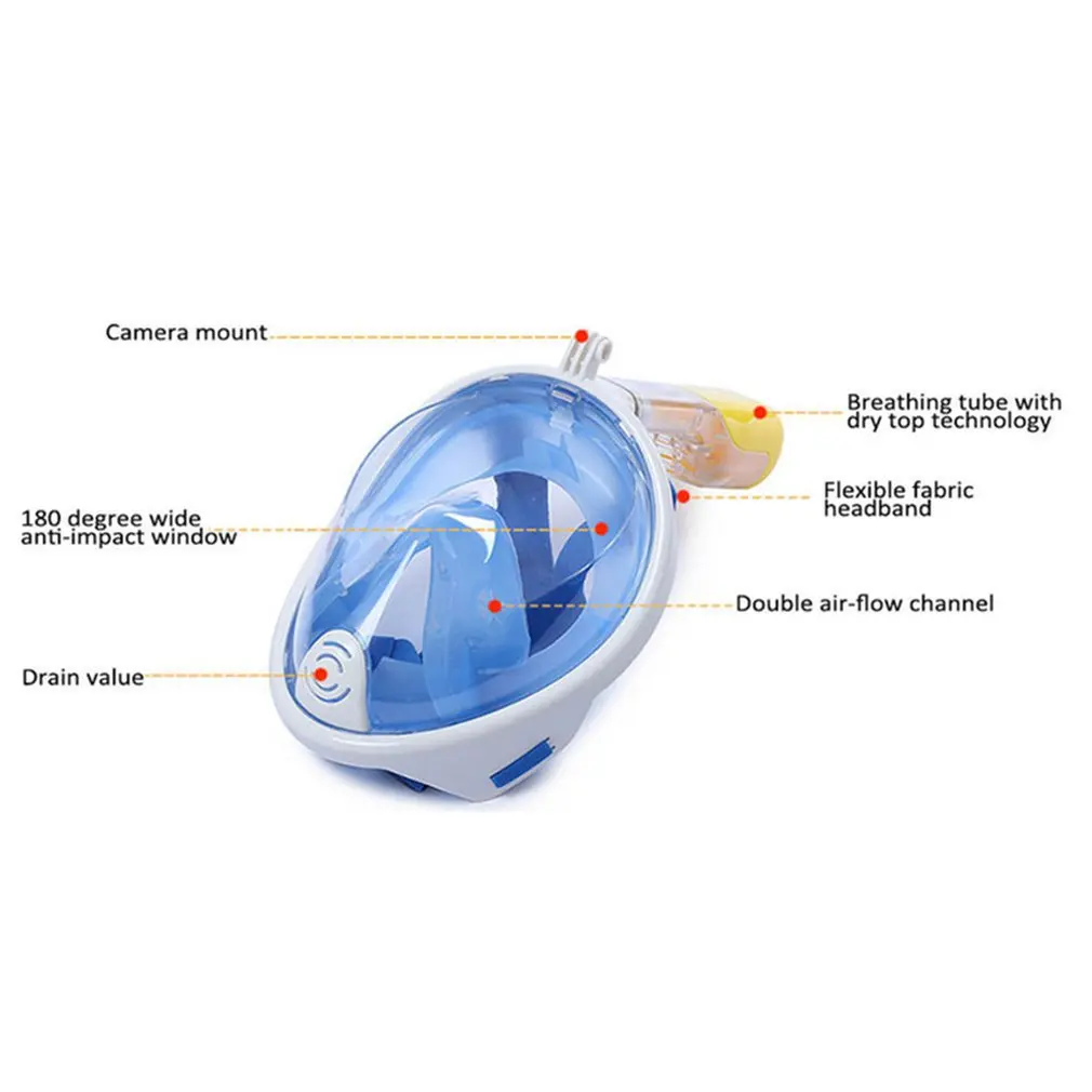 Анфас Маска для подводного плавания море 180 анти-туман Анти-утечки больше подводное плавание Универсальный маска для подводного плавания для GoPro