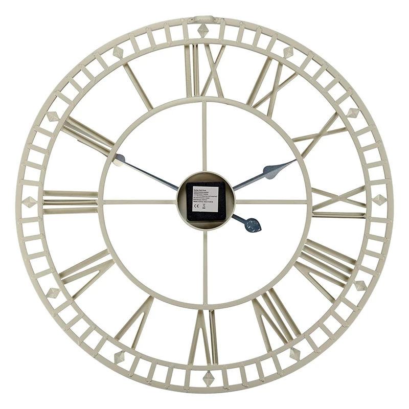 New Lron Art Garden Wall Clock Weatherproof with Roman Numerals Diameter 40Cm