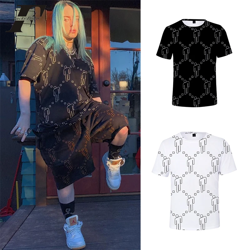 Билли эйлиш футболка та же абзац черно-белая уличная футболка с надписью летняя футболка новая футболка Топ Одежда Плюс Размер