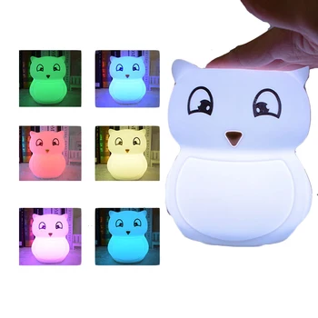 

Owl Silicone Lamp Pat Color Change Light Colorful Change Creative Cartoon Animal Night Light Bedside Light USB Charger