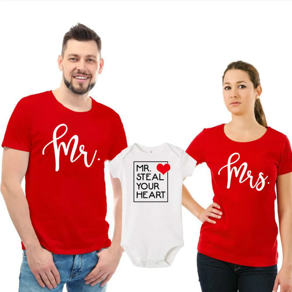 1 предмет Семейные футболки Mr Mrs Valentine одинаковые для родителей и детей Детский