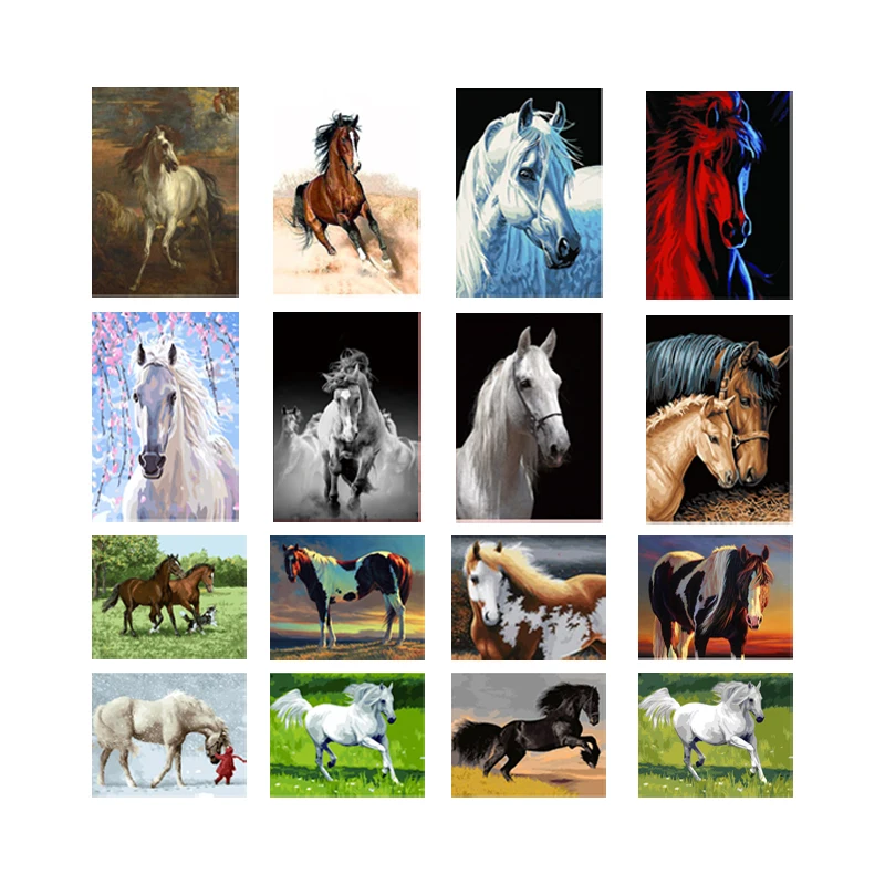 

Running Horse 5D Diamond Painting Home Decoration Living Room Wall Artwork Animal Embroidery Full Square Round Diamond Painting
