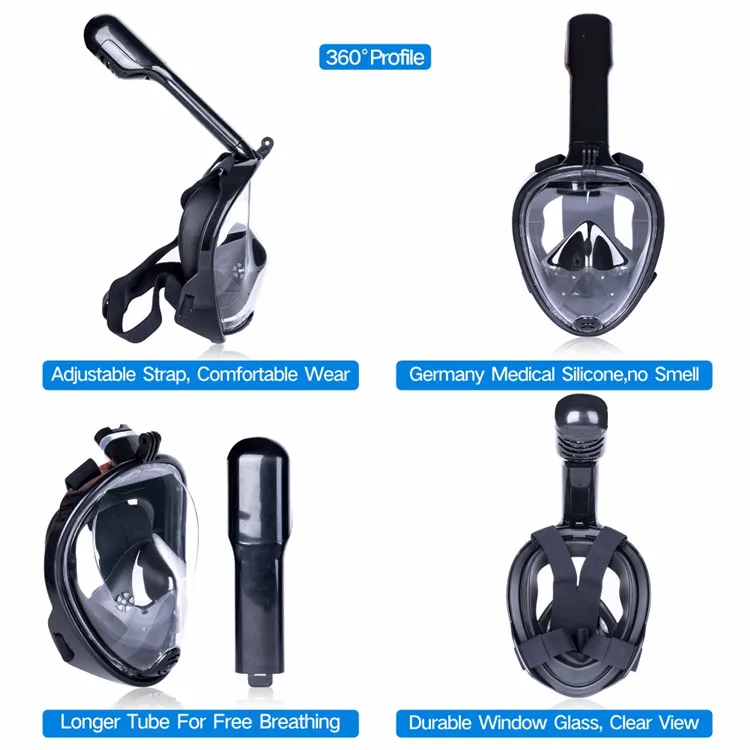 Wholesale 180 degree view Professional Full Face Snorkel Mask Dive Mask Scuba Diving Mask