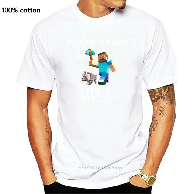 Diabetes tshirt wolf steve pickaxe type 