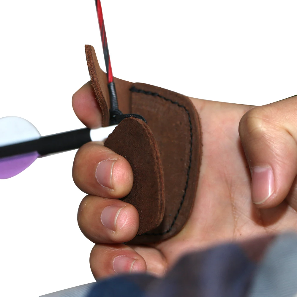 Archery Finger Tab Guard Protection Cowhide Protective Gear Equipment for Bow and Arrow Hunting Shooting Accessories
