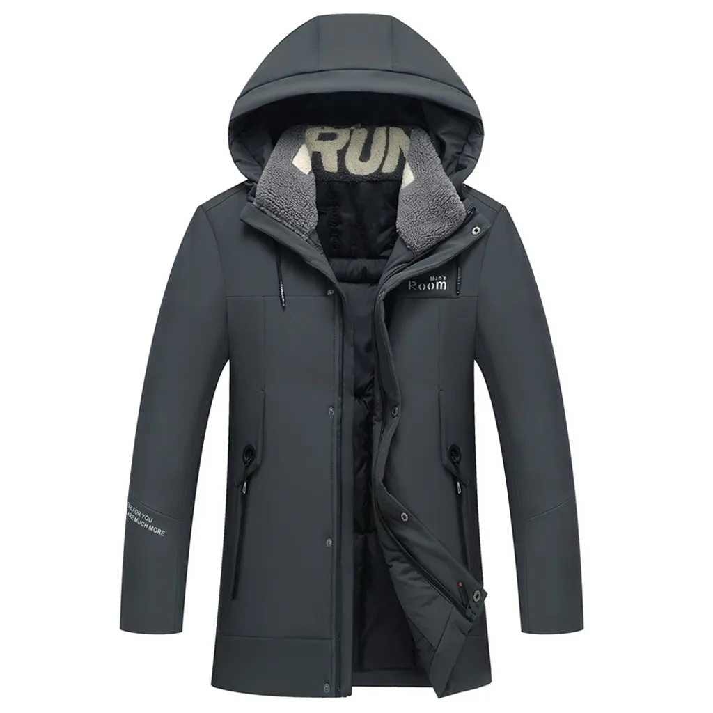 Мужская теплая парка с капюшоном зимнее длинное пальто Мужская модная осенне-зимняя повседневная куртка с карманами на пуговицах верхняя куртка# g4