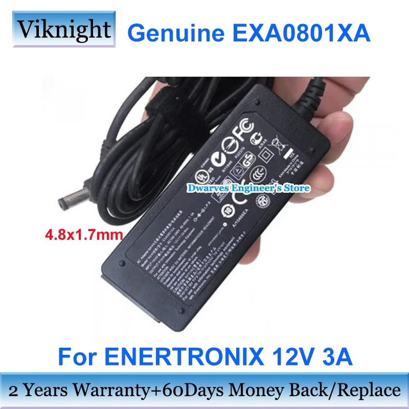 

Genuine EXA0801XA AC Adapter Charger 12V 3A 36W Laptop Power Supply For ENERTRONIX 4.8x1.7mm