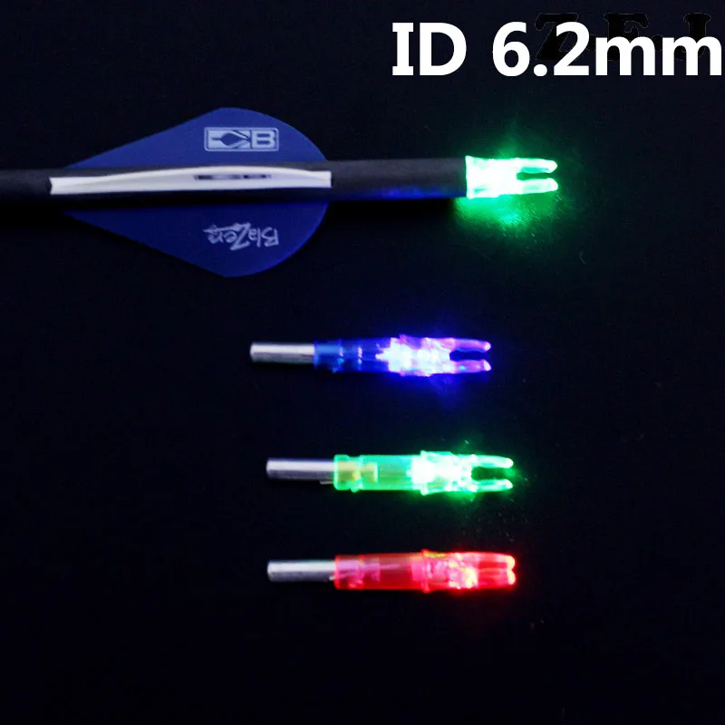 6Pcs LED Arrow Nock Archery Lighted Arrow Nocks Tail Fit For ID 6.2mm