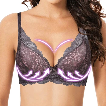 

Sexy Women's Unlined Underwire Push up Bra Lingerie Intimates Bralette Women Full Lace Brassiere Underwear Bras Solid