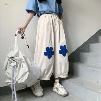 HOUZHOU-Pantalones Harajuku Kawaii de gran tamaño para mujer, pantalones de chica suave de estilo japonés, pantalones de pierna ancha informales para estudiantes de otoño 1