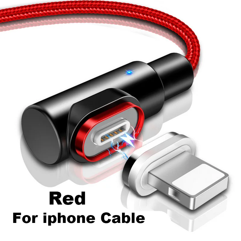For iPhone Red Магнитный кабель Micro usb type C адаптер зарядное устройство 3A Быстрая зарядка кабель для iPhone XS samsung A50 USB C магнит Android шнур для телефона - Цвет: For iPhone Red