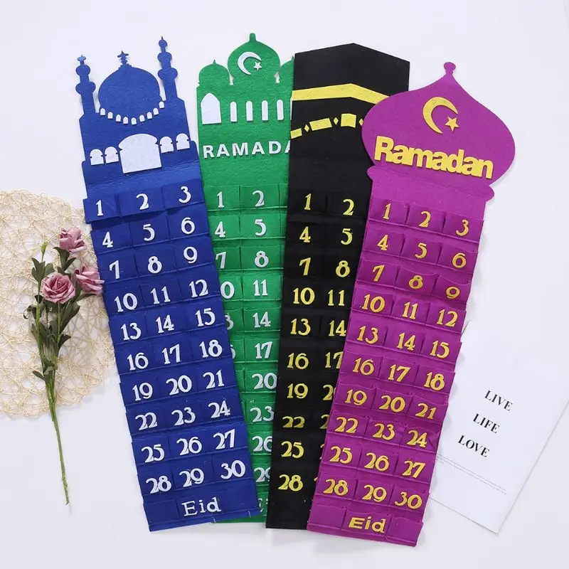 Войлок Рамадан ИД Мубарак настенный подвесной пронумерованный календарь обратного отсчета 30 пространств домашний декор