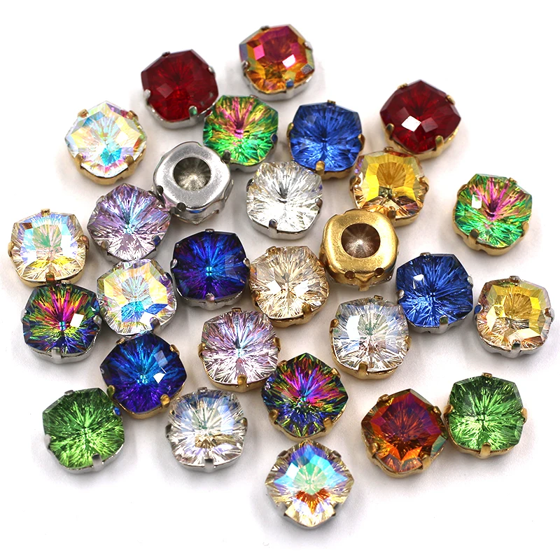 10pcs/Bag 8mm/10mm Fat Square Shape Glass Strass Crystal Sewing Claw Rhinestones Diy Clothing Accessories | Дом и сад