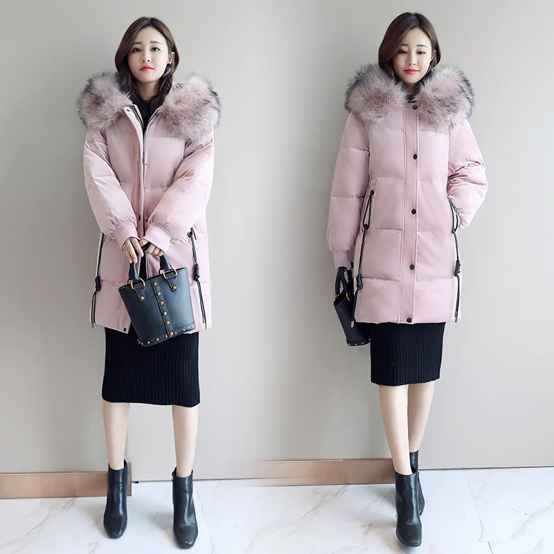 

Cotton-padded Clothes Women's Mid-length 2018 Winter New Style INS down Coat Cotton Coat Thick Gold Velvet Fur Collar Cotton-pad