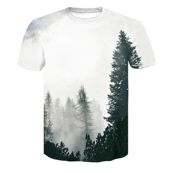 

New Mens 3d T-shirt Forest Trees Print T shirt Summer Cool Short-Sleeved Tops Tees Funny Art Joker O-neck T-shirt Plus Size