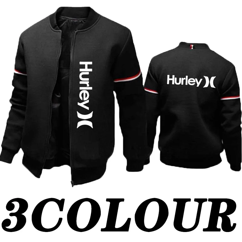 Новая мужская осенне-зимняя однотонная куртка с принтом Hurley Повседневная