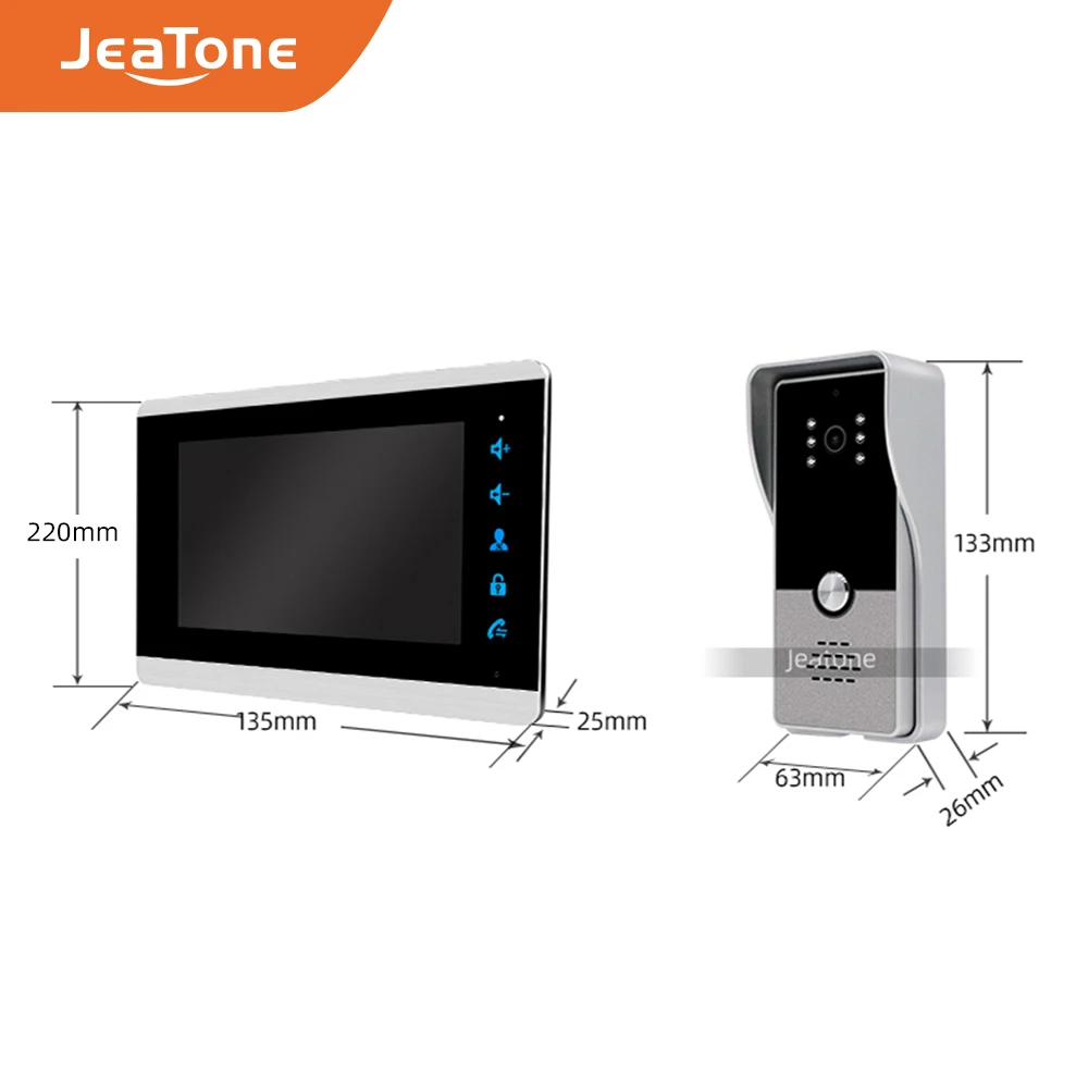 Jeatone 7 ''видеодомофон видео домофон система, 1000TVL широкий угол градусов/день и ночное видение, Поддержка английский и русский