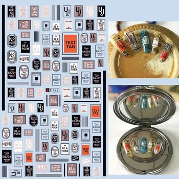 

Nail Sticker Decals 3D Nails Slider Art English Square Design Decoration Manicure Adhesive Tips Foil Wraps Pegatinas Polish
