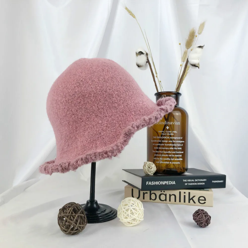 Fisherman's hat female cap Burr knitting Autumn And Winter Small brim Shade Foldable fashion