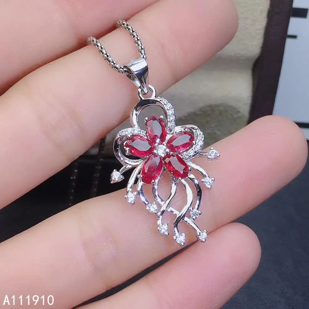 

KJJEAXCMY fine jewelry 925 sterling silver inlaid Natural ruby gemstone female necklace pendant support detection noble