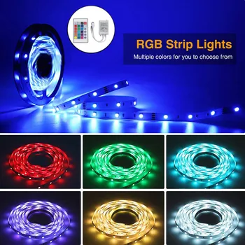 

5M 5050 Led Strip RGB Flexible Tape Led Ribbon Led Strip Light With IR Remote For Home Party Outdoor garden Light Strip #45