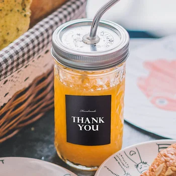 

10SHEETS Black And White 'Thank You' Rectangular Seal Sticker Gift Sticker For Homemade Bakery Packaging Decoration Label