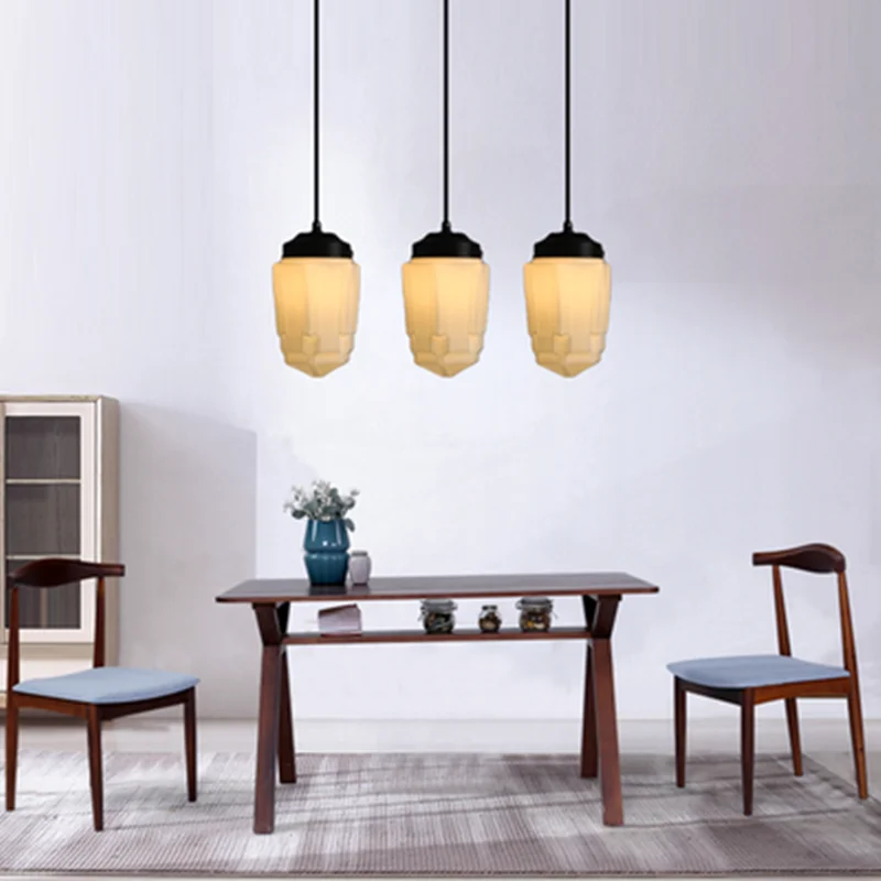 

White Glass Pendant Lamp Light Art Deco Vintage Nordic Hotel Restaurant Cafe Dinning Room Modern PARISIAN ECOLE Milk Lighting