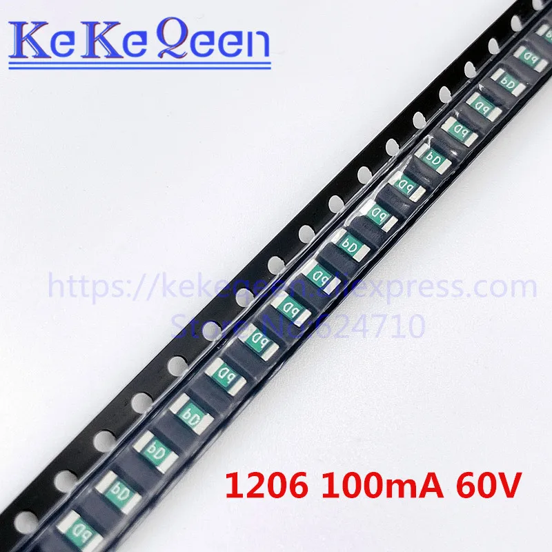 100 шт. ptc-предохранитель 1206 0.1A 100MA 60V 0ZCA0010FF2E SMT SMD перемычки многоразовые