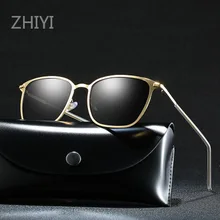 ZHIYI, модные мужские поляризованные солнцезащитные очки, классические квадратные металлические солнцезащитные очки HD Oculos, анти-блики, очки ночного видения для вождения