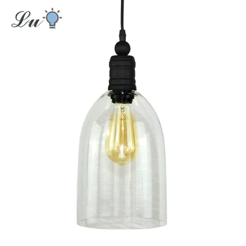 

LED Pendant Lights Transparent Crystal Glass Hanging Lamp American Retro Loft E27 Decor Lighting Fixtures For Kitchen Bar Lights