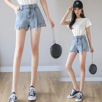 

COIGARSAM Casual Loose Denim New Spring Summer Women Shorts Blue 163
