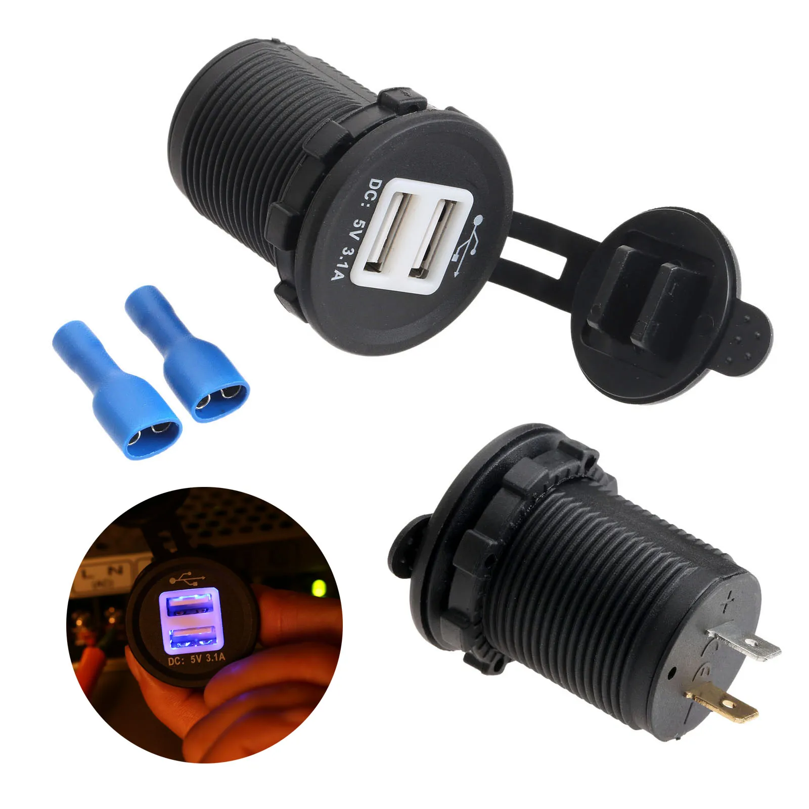 Авто мотоцикл двойной USB зарядное устройство выход адаптера питания грузовик автомобиль телефон Питание Зарядное устройство 3.1A Прикуриватель разъем