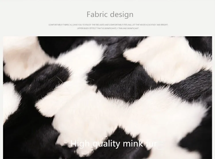 inverno novo bloco de vison casaco de pele das mulheres jaqueta longa sechao de moda elegante preto e branco gems