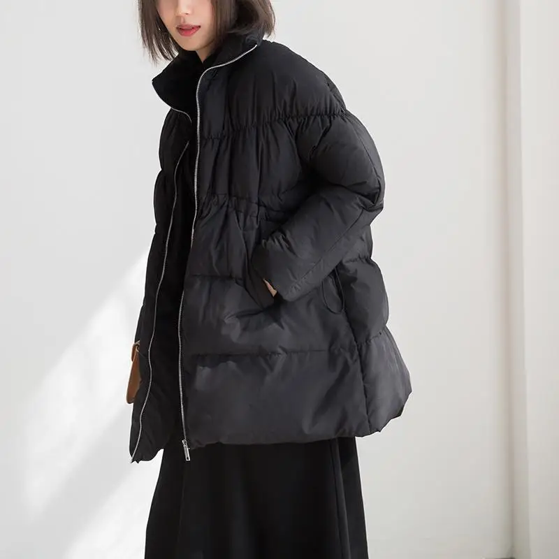 Новинка, длинное зимнее женское пальто для офиса, плотная теплая однотонная парка, женские зимние куртки и пальто - Цвет: Черный