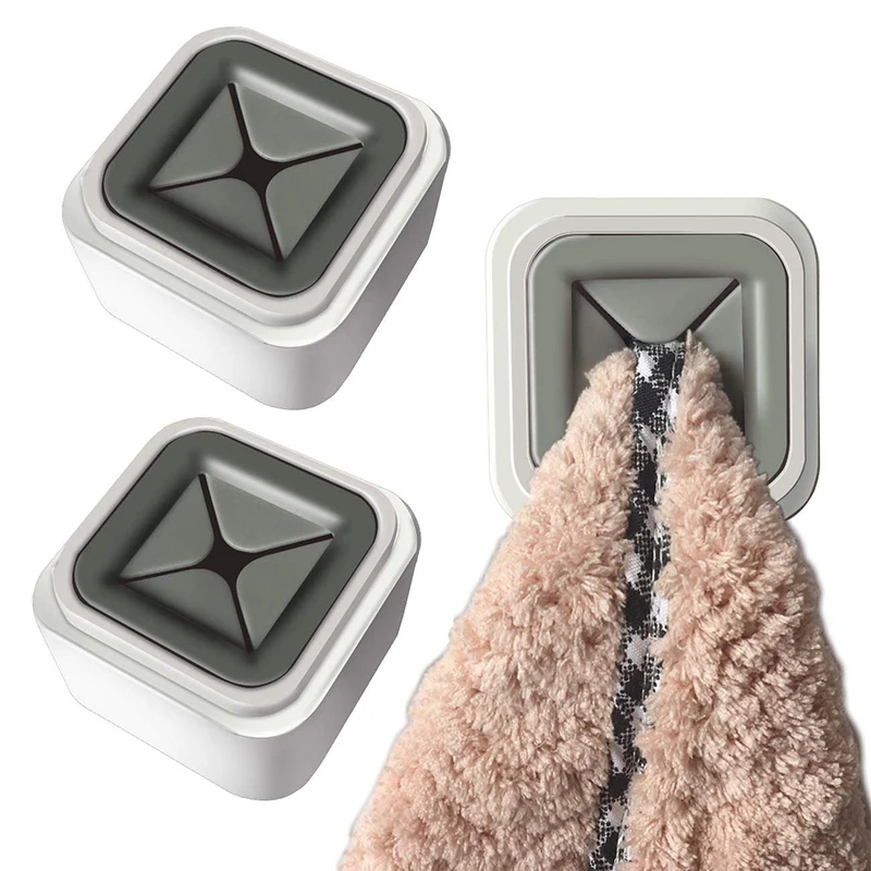 8PCS Cupboard Towel Hook Kitchen Towel Holder Free Opening Dish Towel Rack Rag Hooks Adhesive Towel Hook Tea Towel Hook