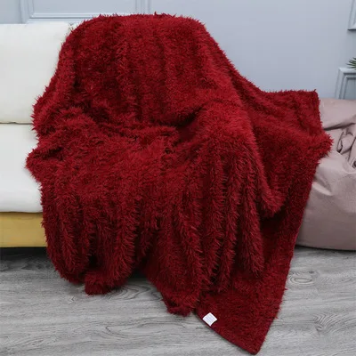 Red wine color Постельные принадлежности пушистые длинные плюшевые зимние пледы одеяло офис, ТВ удобные фланелевые мягкие украшения одеяло s покрывала для кровати - Цвет: Red wine color