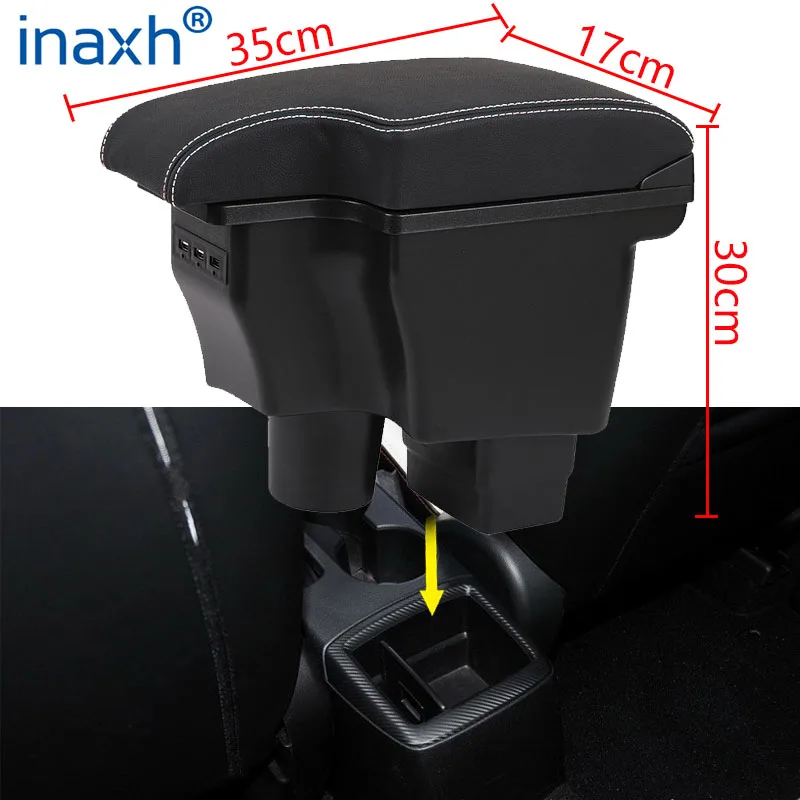 Middenarmsteun Handschoenenvak Armleuning Opbergbo Voor Mazda CX-3 Armsteun Retrofit Voor Mazda 2 Skyactiv Versie Cx3 CX-3 Auto Armsteun Opbergdoos Auto Accessoires Opladen Met Usb(Color:B Black red 7