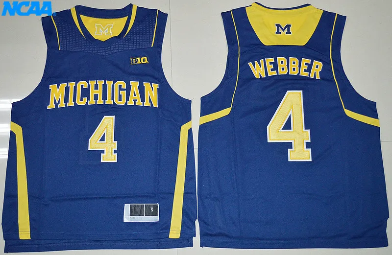 Новое поступление высокое качество Michigan Chirs Webber#4 футболка колледжа Limited Майки S-XXXL - Цвет: 2