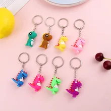 2019 ファッションかわいい漫画リトル恐竜キーホルダー PVC シリコーンキーチェーン女性のためのバッグチャームキーリングペンダントギフトジュエリー(China)