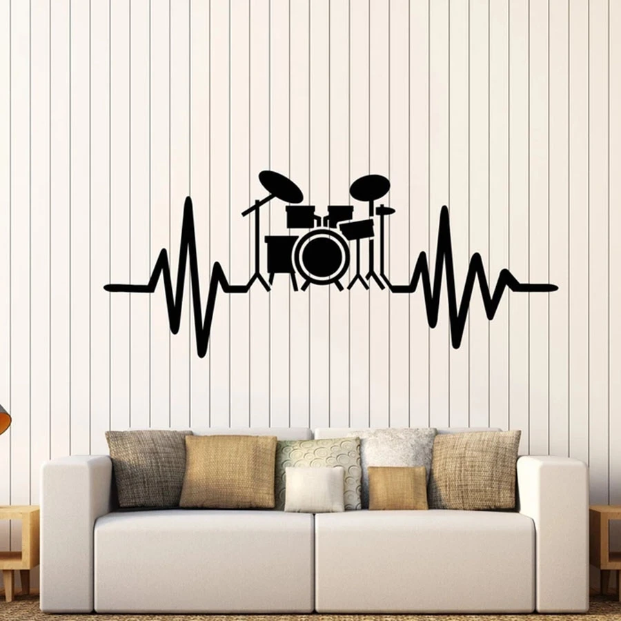 Kit de batería para pared, calcomanía para baterista, músico, amante de la  música, murales de Arte de vinilo, adhesivo para pared, Estudio Musical,  dormitorio, sala de estar, decoración del hogar|Adhesivos para pared| -