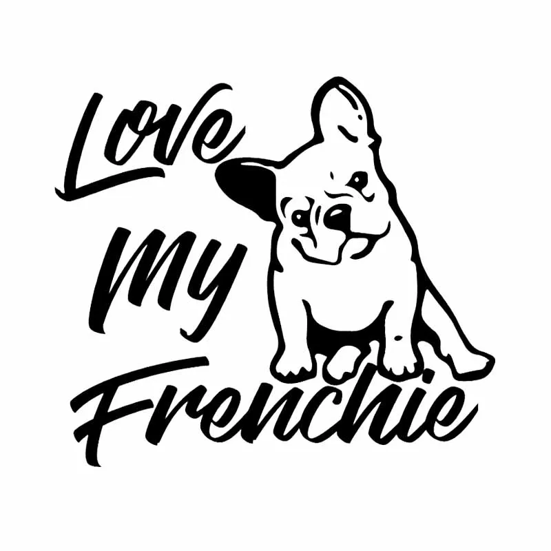 YJZT 14,6X12,9 см Love My Frenchie Французский бульдог виниловая наклейка на окно стикер на бампер автомобиля собака черный/серебристый C24-1193 - Название цвета: Черный