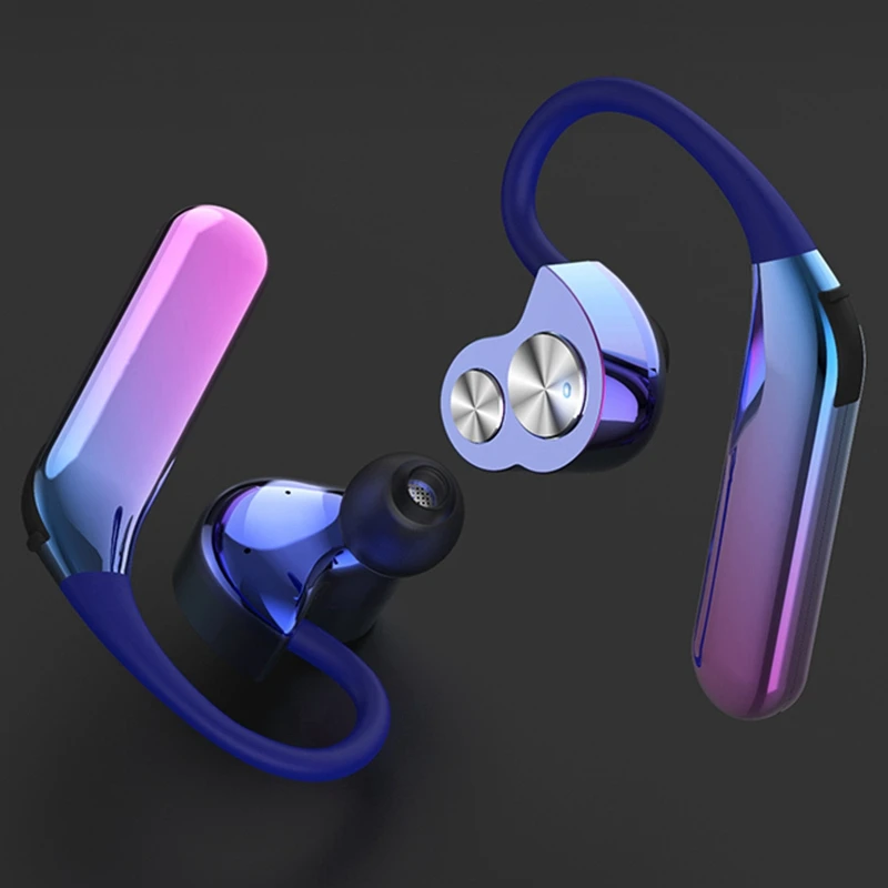 FULL-2Pcs Беспроводная bluetooth-гарнитура Tws двусторонние стерео подвесные наушники типа 5,0 спортивные водонепроницаемые стерео звуковые спортивные наушники