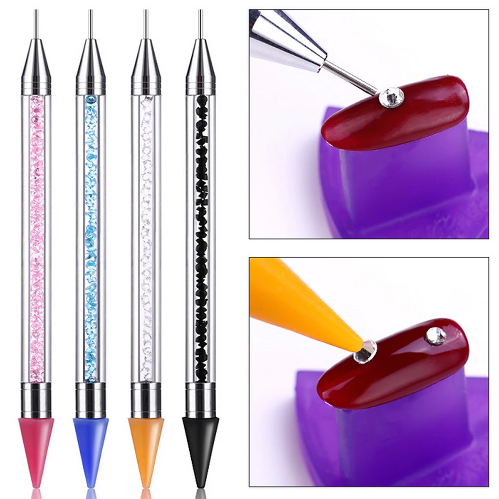 

1PCs Double Head Nail Pen Crystal Beads Handle Rhinestone Earrings Pick Crayon Manicure Nail Tool DIY Diamond Painting Tools
