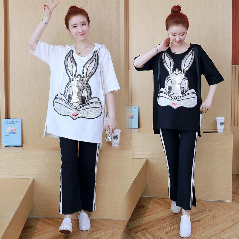 

Summer Set 2019 New Style Maternity Pants Maternity Pants Summer Wear Casual Loose Thin Two-Piece Set